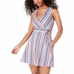 Speechless Womens Striped Belted Mini Dress